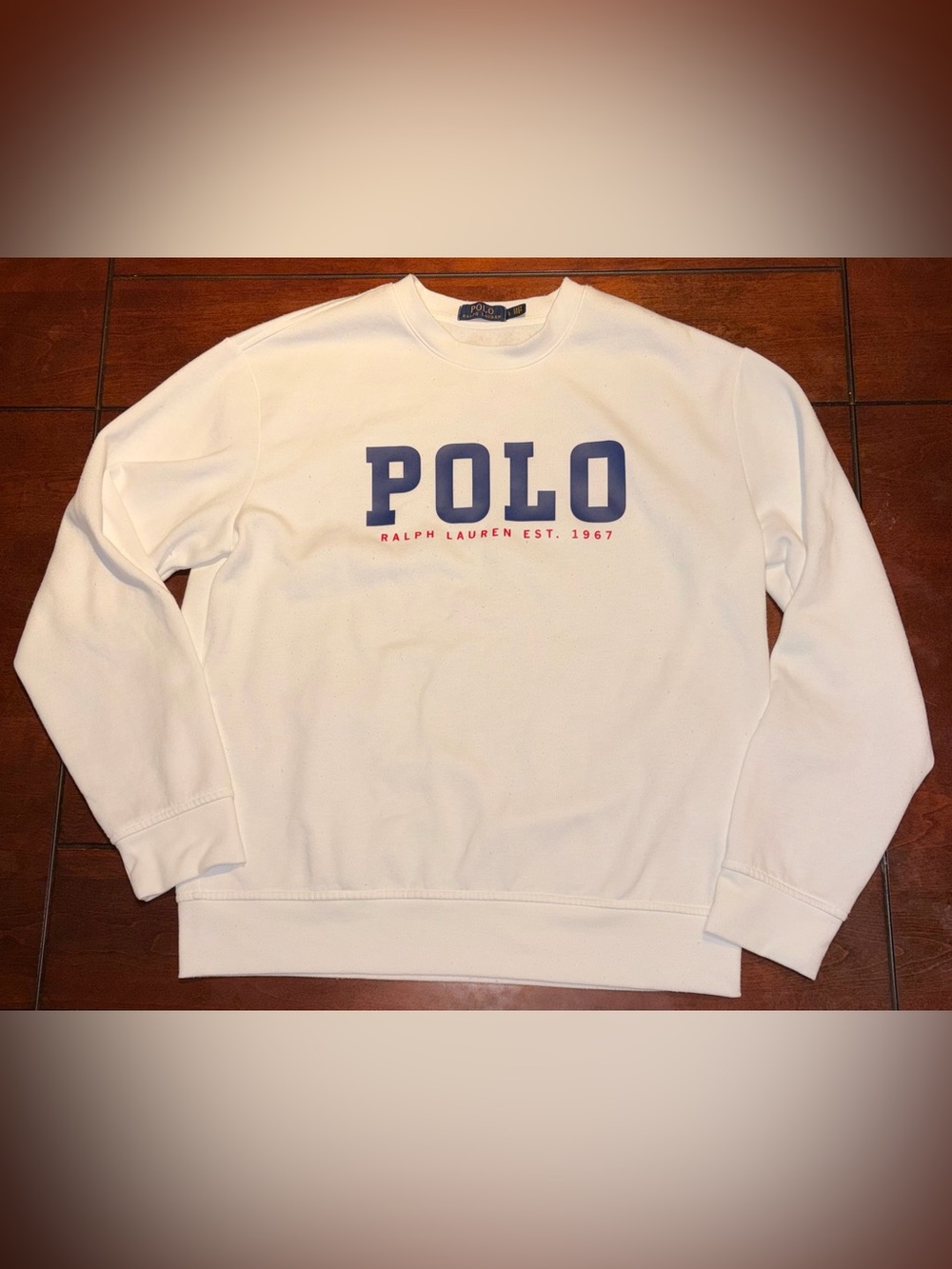 Polo Ralph Lauren Men’s Graphic “Polo” Logo Crewneck Sweatshirt White